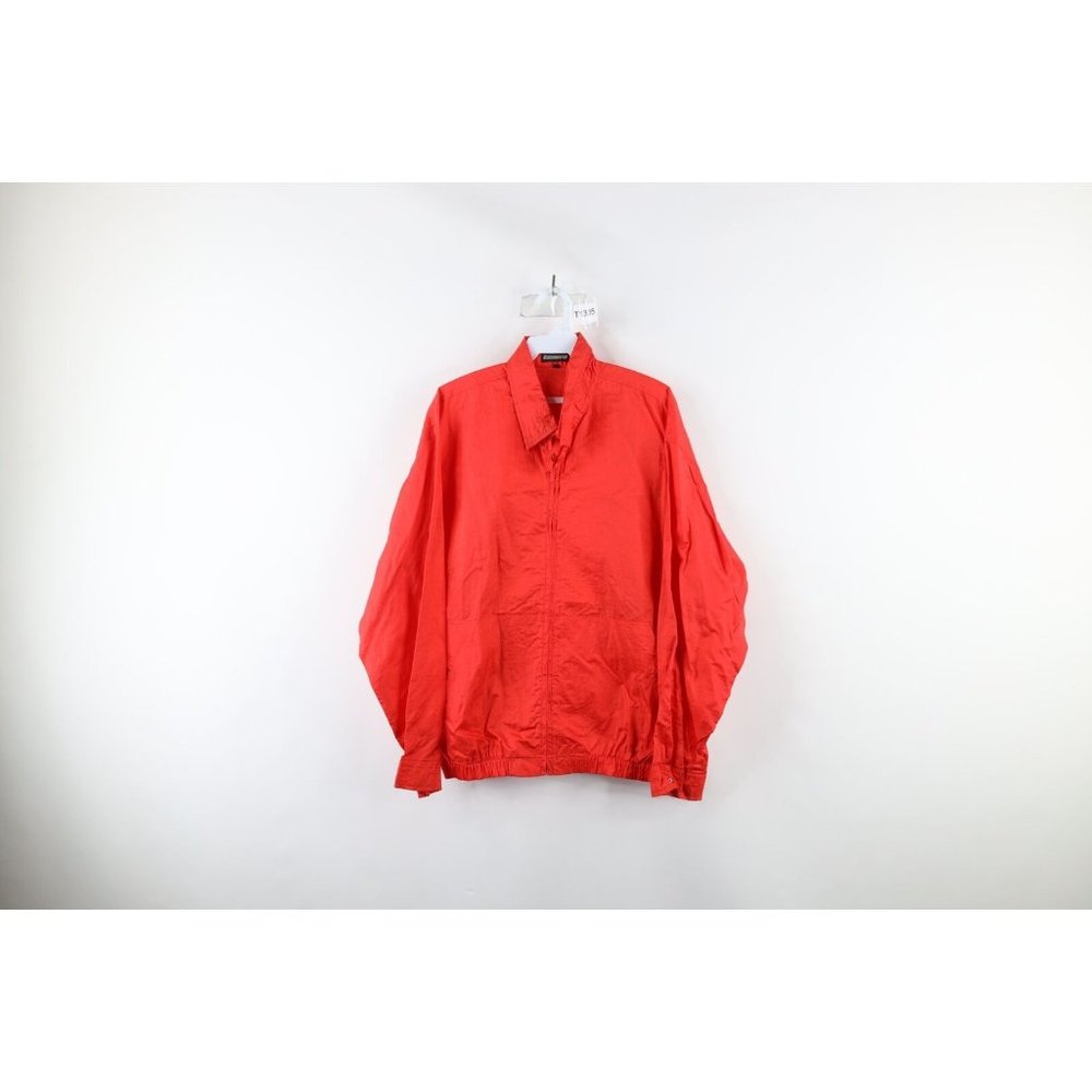 Vintage 80s Womens Large Distressed Bridgestone Tires Racing Bomber Jacket Red